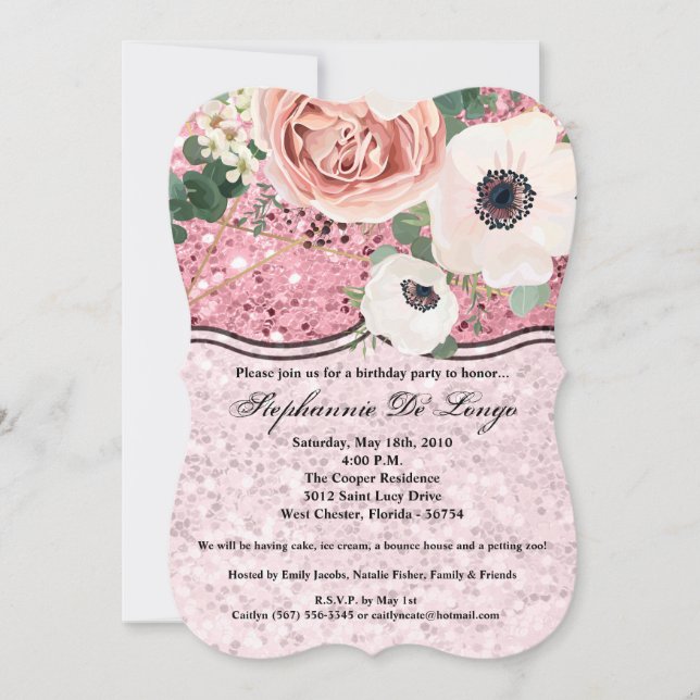 12x18 Birthday Invitation Geometric Garden Rose Go Einladung (Vorderseite)