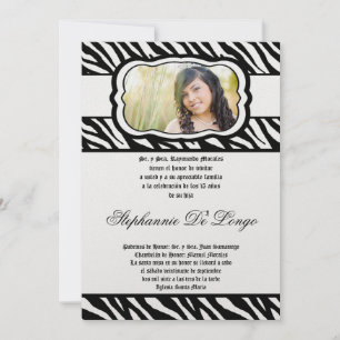 12x18 Blac Zebra Print Patter Quinceanera Einladun Einladung