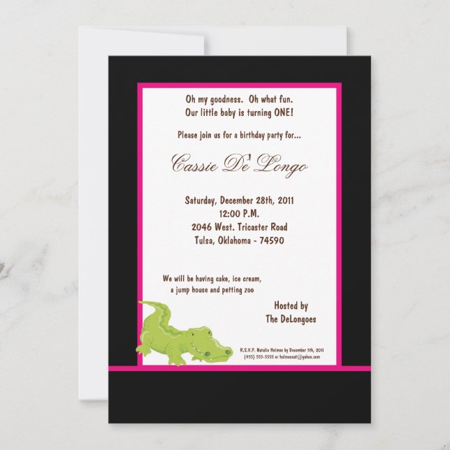 12x18 Black Aligator Geburtstagsparty Einladung (Vorderseite)