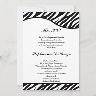 12x18 Black and White Zebra Quinceanera Party Einl Einladung