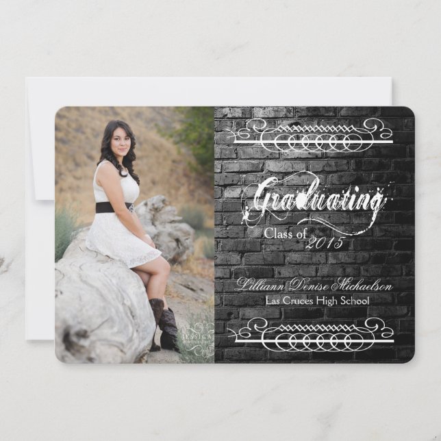 12x18 Black Brick Gebäude Wall Senior Ankündigung (Vorderseite)