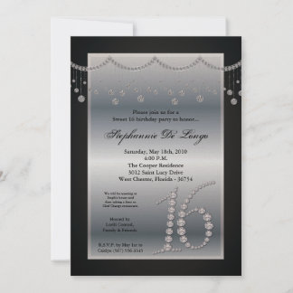 12x18 Black Diamond Sweet 16 Geburtstag Einladung