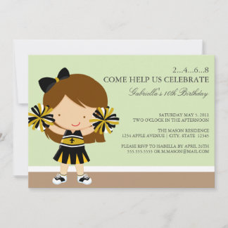 12x18 Black/Gold Cheerleader Geburtstagsparty Einl Einladung