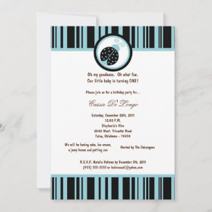 12x18 Black Lady Bug Birthday Party Einladung