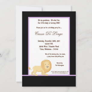 12x18 Black Lion Birthday Party Einladung