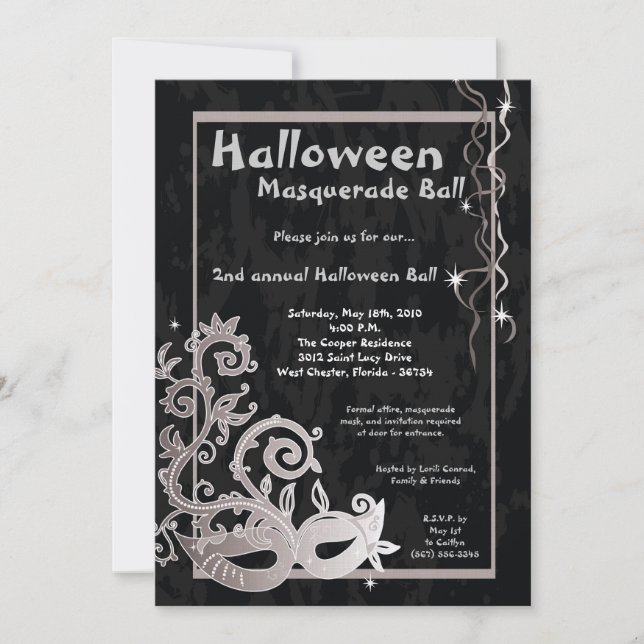 12x18 Black Masquerade Halloween Ball Einladung (Vorderseite)