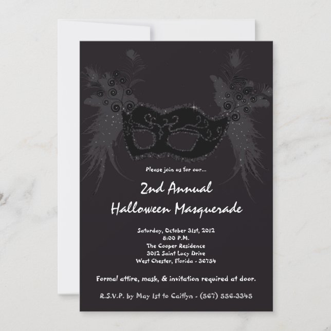 12x18 Black Masquerade Halloween Kostümeinladung Einladung (Vorderseite)
