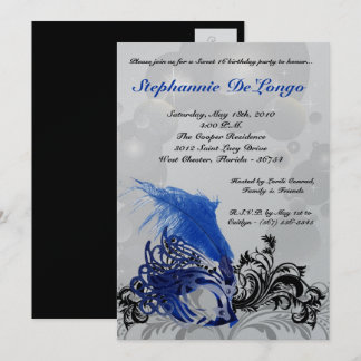 12x18 Black Masquerade Sweet 16 Geburtstag Einladu Einladung
