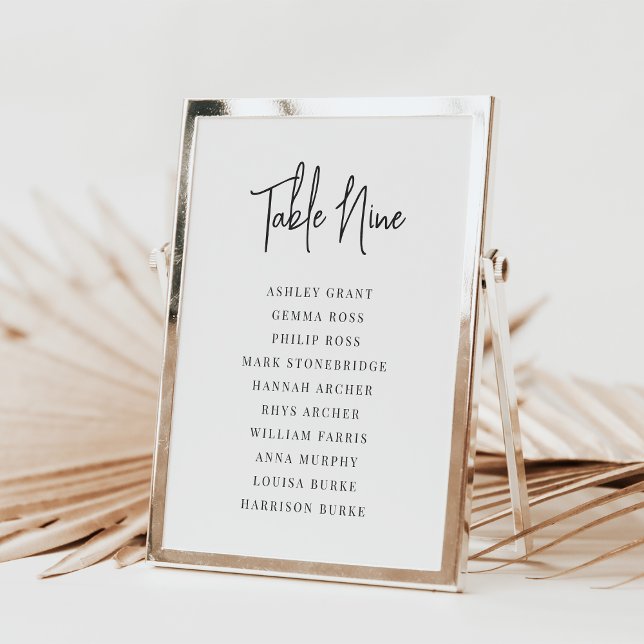 12x18 Black & White Guest Names Tischnummer Card (Von Creator hochgeladen)