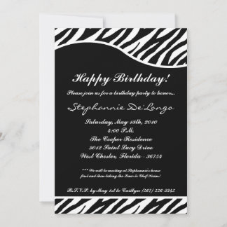 12x18 Black Zebra Print Geburtstagsparty Einladung