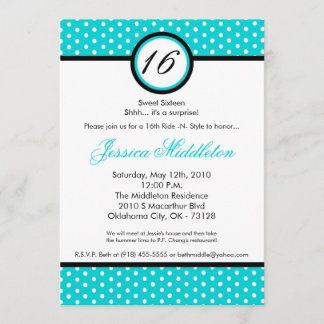 12x18 blaue weiße Polka-Punkt-16. Einladung