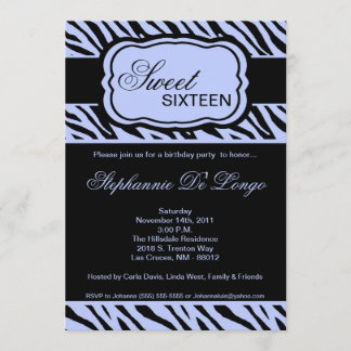 12x18 blaue Zebra-Druck-Geburtstags-Party Einladung