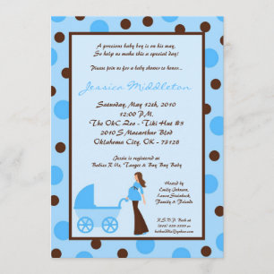 12x18 Blue Boy Mama Carriage Baby Dusche Einladung
