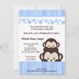 12x18 Blue Boy Pop Monkey zum Geburtstag Einladung