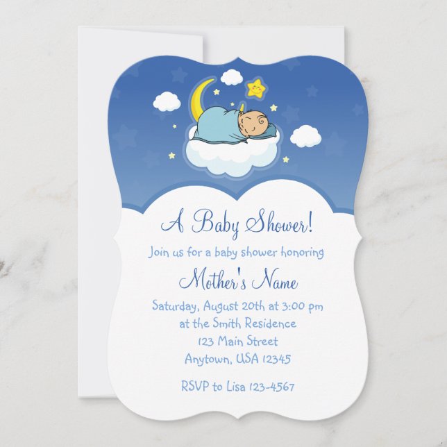 12x18 Blue Cloud Baby Boy Baby Shower Einladungen (Vorderseite)