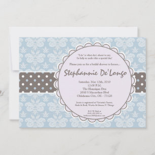 12x18 Blue Damask Lace Bridal Dusche Einladung