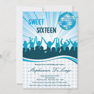 12x18 Blue Dance Party 16. Geburtstag Einladung