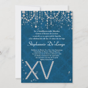 12x18 Blue Diamond Quinceanera Birthday Einladung