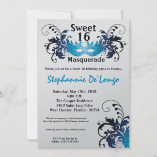 12x18 Blue Masquerade Sweet 16 Geburtstag Einladun Einladung