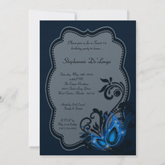12x18 Blue Masquerade Sweet 16 Geburtstag Einladun Einladung