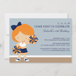 12x18 Blue/Orange Cheerleader Birthday Party Einla Einladung