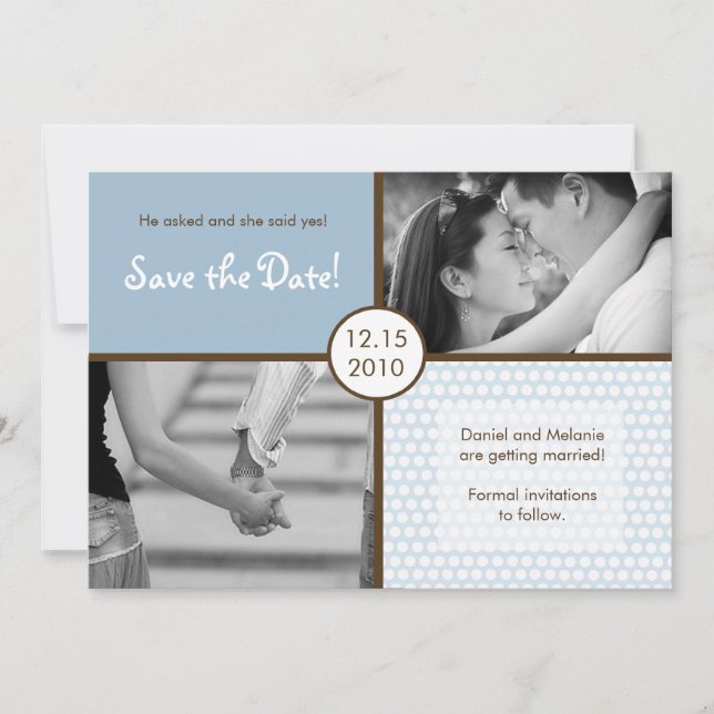 12x18 Blue Punkt Foto Ankündigung Datum freihalten (Vorderseite)