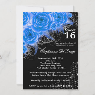 12x18 Blue Rose Floral Sweet 16 Geburtstag Einladu Einladung