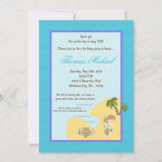 12x18 Blue Surfer Boy Geburtstagsparty Einladung