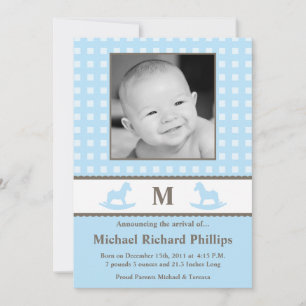 12x18 Boy Blue Monogram FOTO Geburtsankündigung Ankündigung