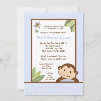 12x18 Boy Blue Papgayo Monkey zum Geburtstag Einla Einladung