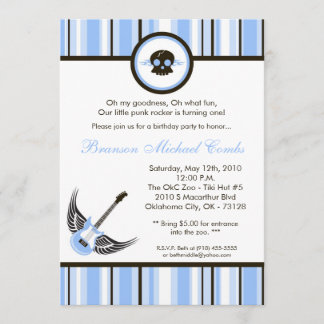 12x18 Boy Blue Punk Rocker Geburtstagsparty Einlad Einladung