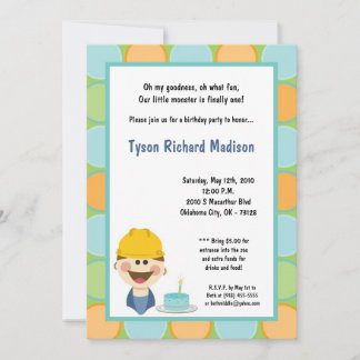 12x18 Boy Hard Hat Worker Geburtstagsparty Einladu Einladung