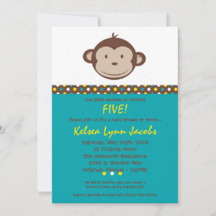 12x18 Boy Modern Mod Monkey Birthday Par Einladung