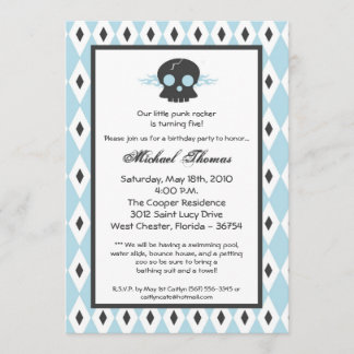 12x18 Boy Punk Skull EMO Geburtstagsparty Einladun Einladung