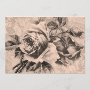 12x18 "Brautparty" Vintage Rose Sepia Einladung