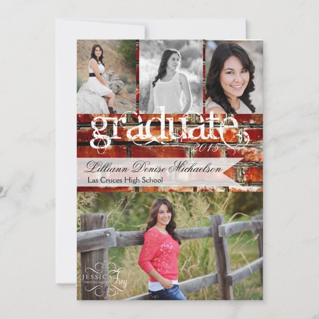 12x18 Brick Wall Grunge Gebäude Senior Ankündigung (Vorderseite)