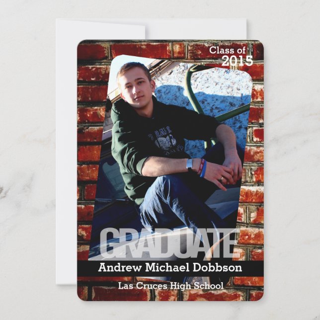 12x18 Brick Wall Grunge Gebäude Senior Ankündigung (Vorderseite)