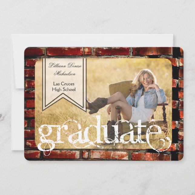 12x18 Brick Wall Grunge Gebäude Senior Ankündigung (Vorderseite)