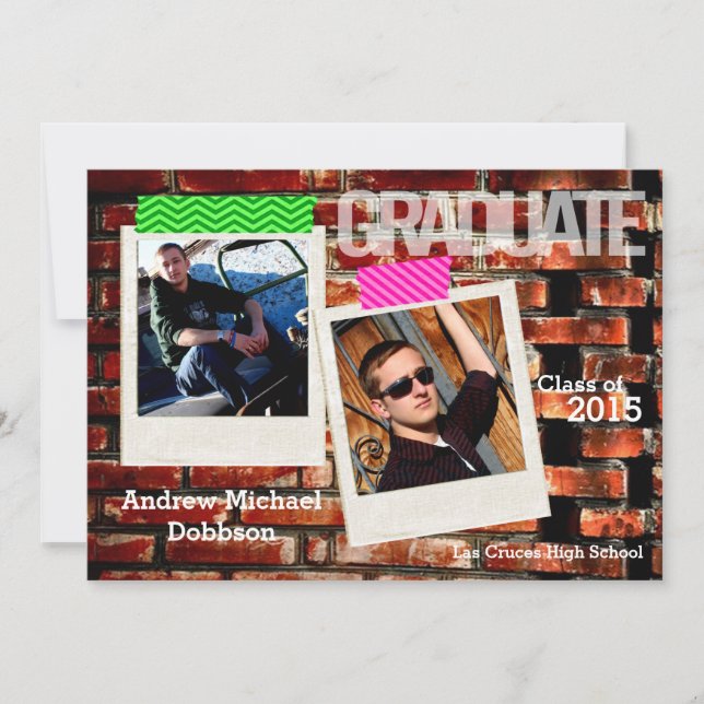 12x18 Brick Wall Grunge Gebäude Senior Ankündigung (Vorderseite)