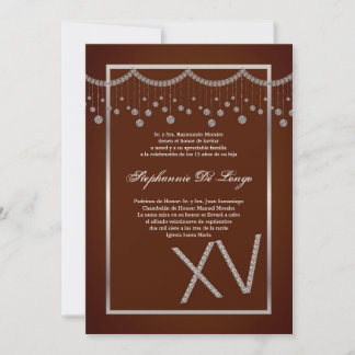 12x18 Brown Diamond Quinceanera Geburtstagseinladu Einladung
