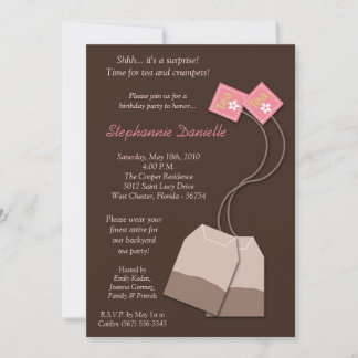 12x18 Brown Tea Bag Tee Party Einladung