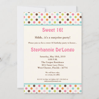 12x18 Bubblegum Punkt Sweet16 Geburtstagseinladung Einladung
