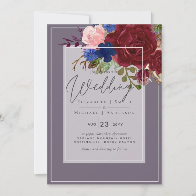12x18 Burgundy Dreams Blue Pink Wedding Budget (Vorderseite)