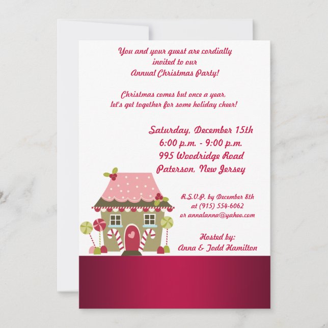 12x18 Candy Land House Einladung (Vorderseite)