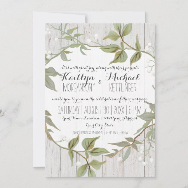 12x18 Card Laurel Leaf Blätter w Babys Atemkranz Einladung (Vorderseite)