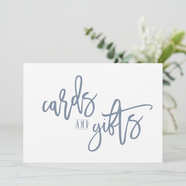 12x18 Cards & Gifts Sign-Brush Script (Dusty Blue) (Stehend Vorderseite)