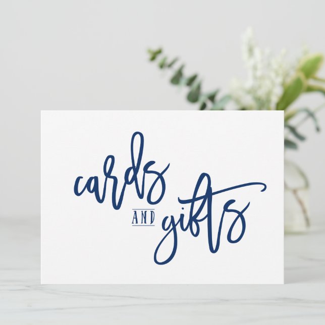 12x18 Cards & Gifts Sign-Brush Script (Navy Blue) (Stehend Vorderseite)