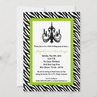 12x18 Chandelier Limon Zebra 16. Geburtstag Einlad Einladung