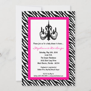 12x18 Chandelier Pink Zebra Babydusche Einladung