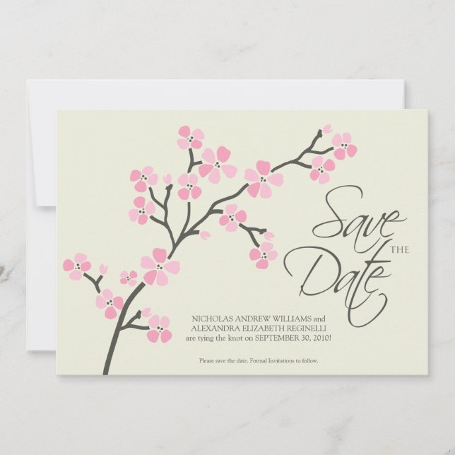 12x18 Cherry Blossom Designer Save the Date 2 rosa (Vorderseite)
